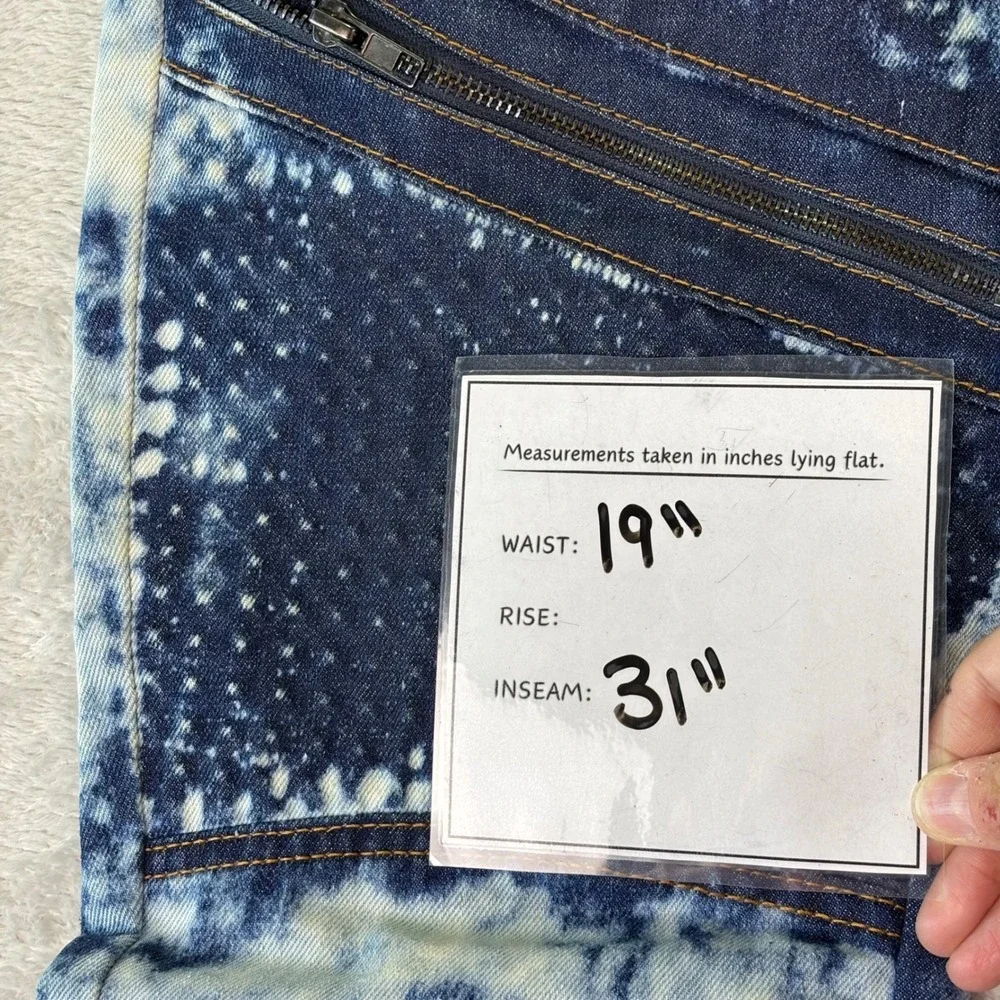 Rocawear Men's Moto Jeans Sz 36 Blue Acid Wash Zip Knee‎ Detail Streetwear